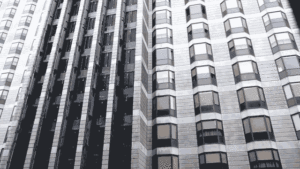 black and white gif of elevators going up and down